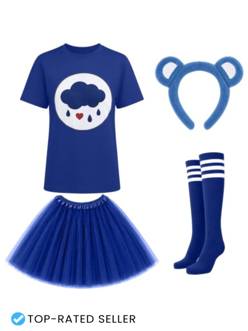 Bear Halloween Costume Set: Ears Headband, Tutu, Tee & Knee-High Socks